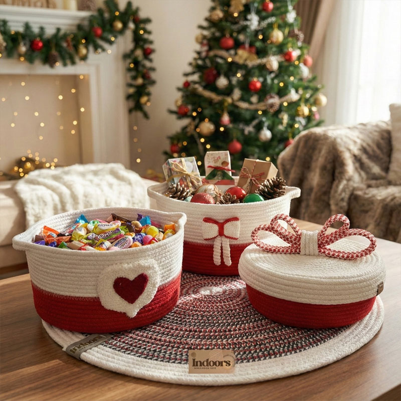 باسكت أحمر فيونكة كروشيه - 4